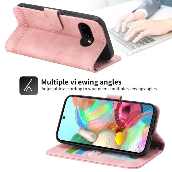 DIERFENG - DIERFENG DF-03 Fodral för Google Pixel 9a Äkta läder - Rosa