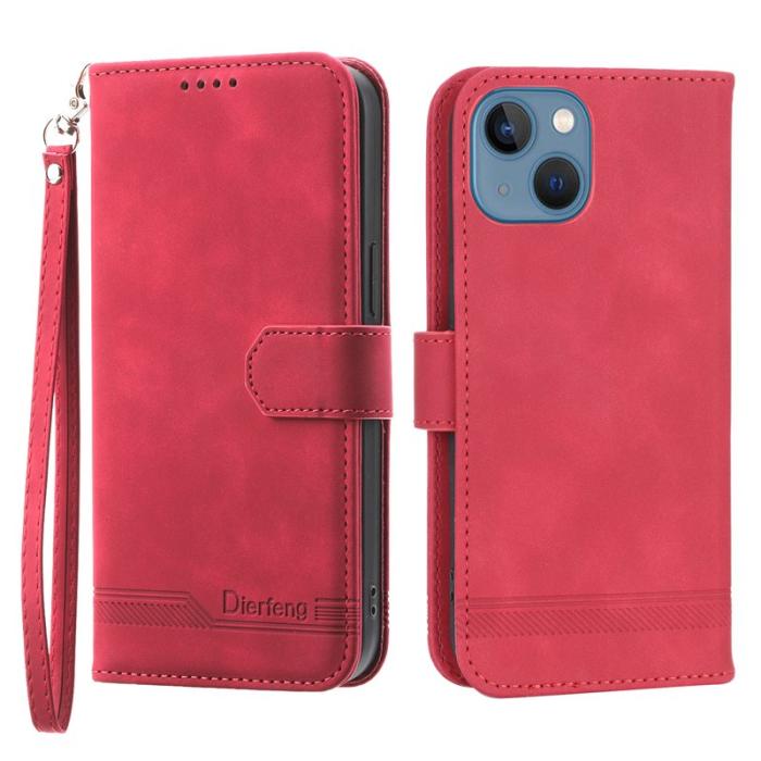 DIERFENG - DIERFENG DF-03 Fodral för iPhone 13 6.1 tum - PU Läder - Röd