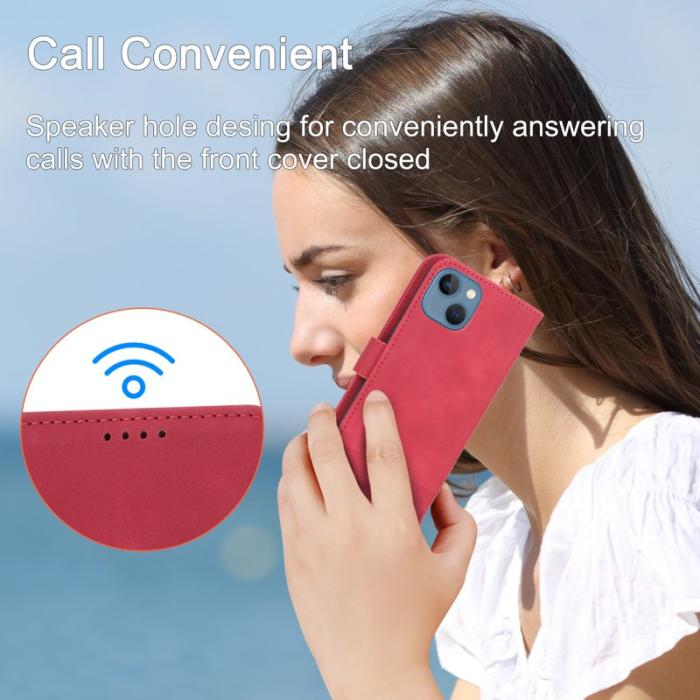 DIERFENG - DIERFENG DF-03 Fodral för iPhone 13 6.1 tum - PU Läder - Röd