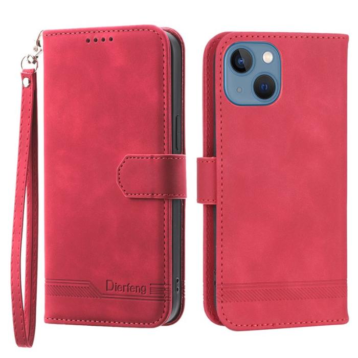 DIERFENG - DIERFENG DF-03 Fodral för iPhone 13 mini - PU läder - Röd