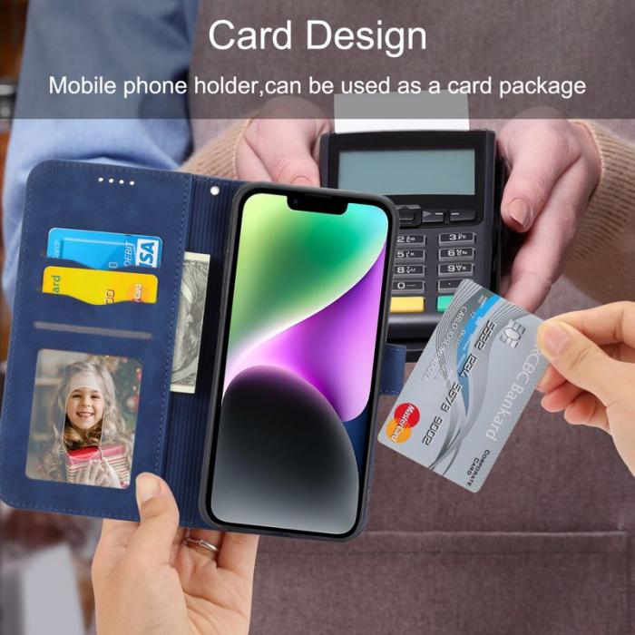 DIERFENG - DIERFENG DF-03 Fodral för iPhone 14 Äkta läder - Blå