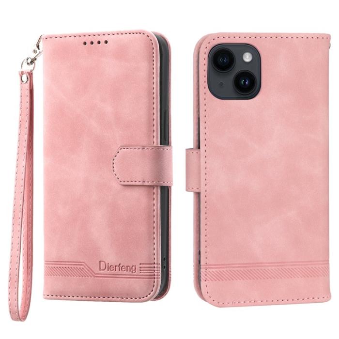 DIERFENG - DIERFENG DF-03 Fodral för iPhone 14 Äkta läder - Rosa