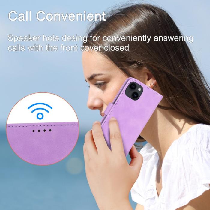 DIERFENG - DIERFENG DF-03 Fodral för iPhone 14 i Äkta läder - Lila