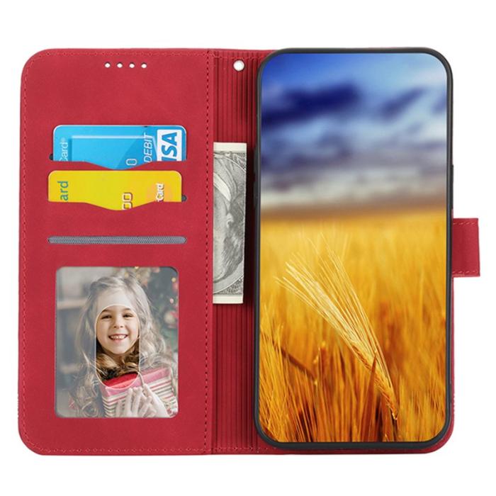 DIERFENG - DIERFENG DF-03 Fodral för iPhone 14 i Imiterat Läder - Röd