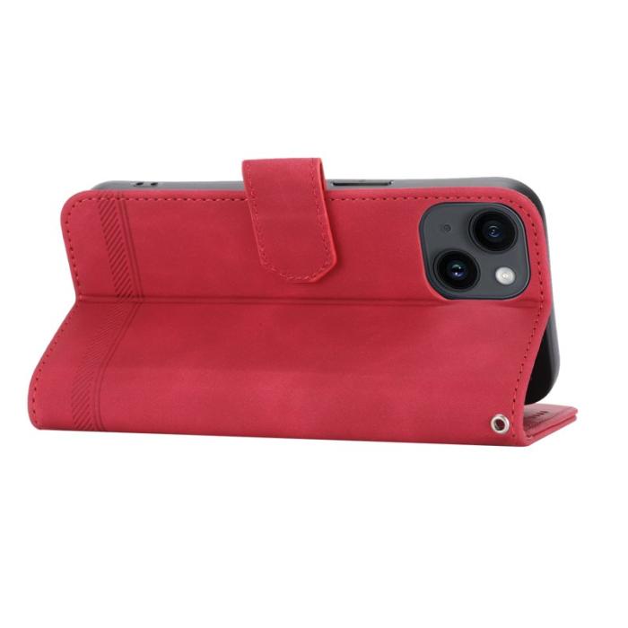 DIERFENG - DIERFENG DF-03 Fodral för iPhone 14 i Imiterat Läder - Röd