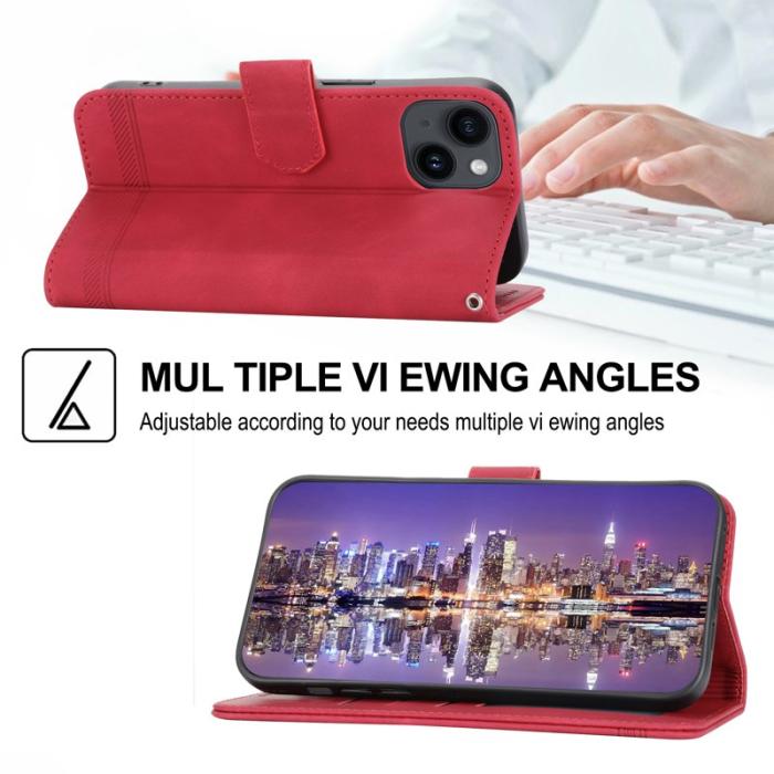 DIERFENG - DIERFENG DF-03 Fodral för iPhone 14 i Imiterat Läder - Röd