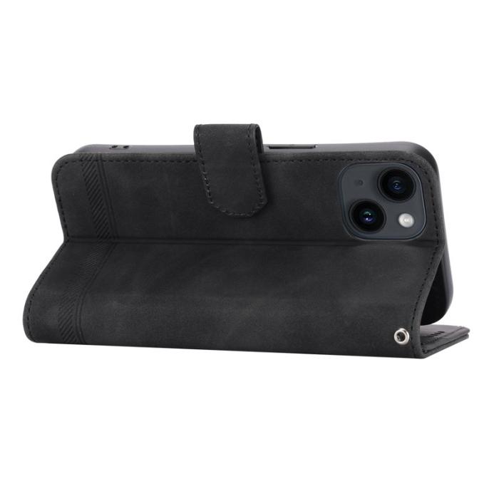 DIERFENG - DIERFENG DF-03 Fodral för iPhone 14 i Impr. Läder - Svart