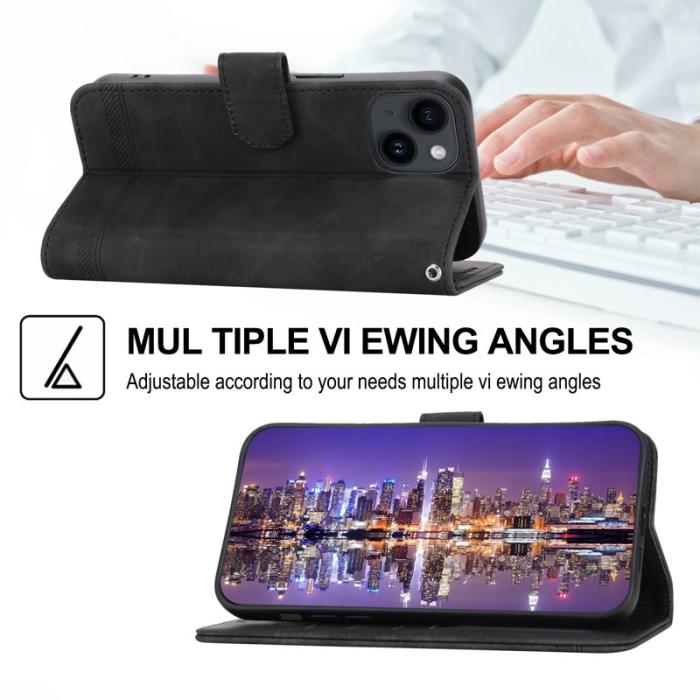 DIERFENG - DIERFENG DF-03 Fodral för iPhone 14 i Impr. Läder - Svart