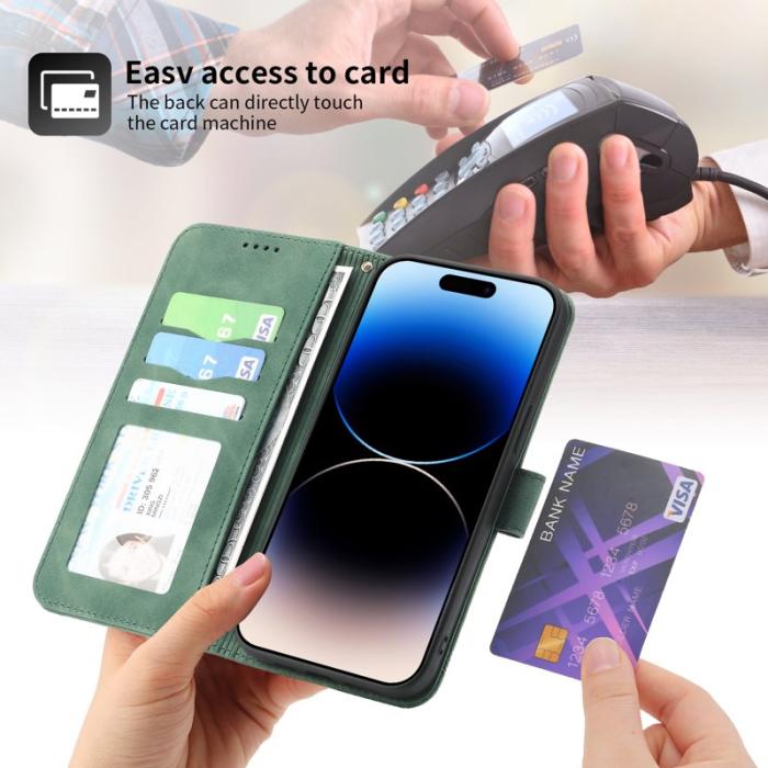 DIERFENG - DIERFENG DF-03 Fodral för iPhone 14 Pro - PU Läder - Grön