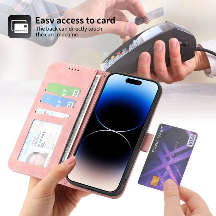 DIERFENG - DIERFENG DF-03 Fodral för iPhone 14 Pro - PU Läder - Rosa