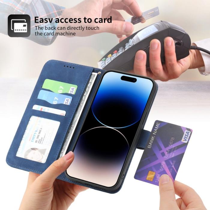 DIERFENG - DIERFENG DF-03 Fodral för iPhone 15 Pro - Äkta läder - Blå