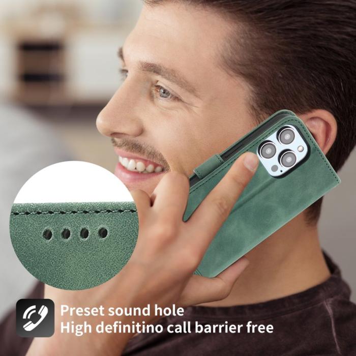 DIERFENG - DIERFENG DF-03 Fodral för iPhone 15 Pro - Äkta läder - Grön