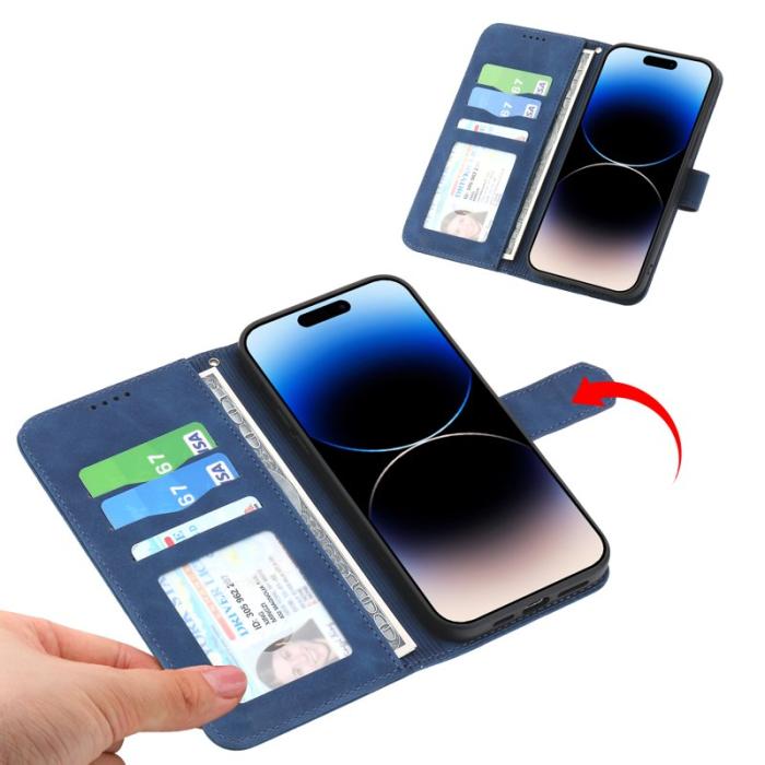 DIERFENG - DIERFENG DF-03 Fodral för iPhone 15 Pro Max Äkta läder - Blå