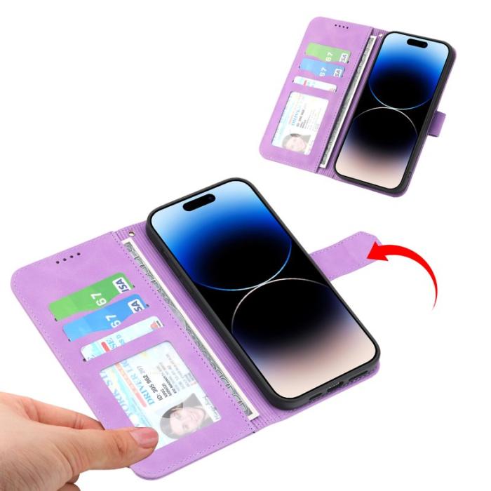 DIERFENG - DIERFENG DF-03 Fodral för iPhone 15 Pro Max - Äkta läder - Lila