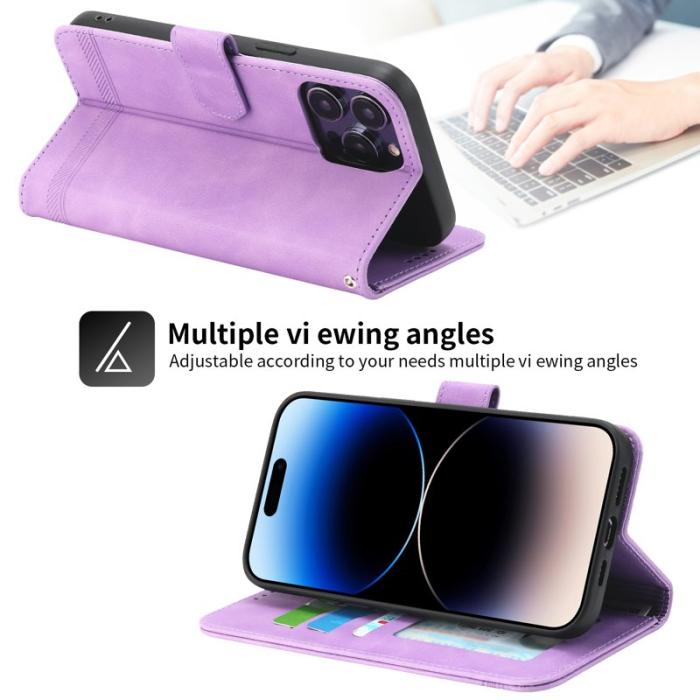 DIERFENG - DIERFENG DF-03 Fodral för iPhone 15 Pro Max - Äkta läder - Lila