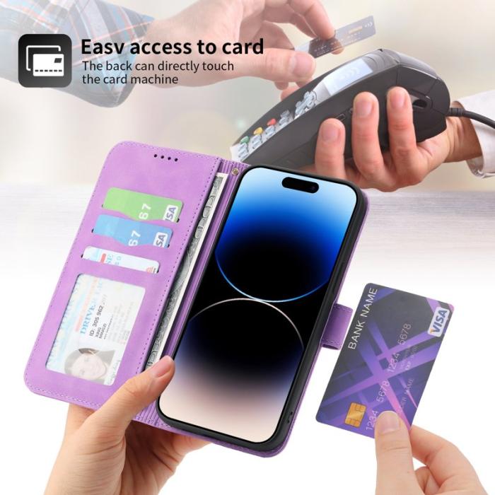 DIERFENG - DIERFENG DF-03 Fodral för iPhone 15 Pro Max - Äkta läder - Lila