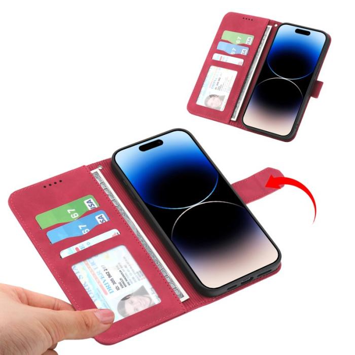 DIERFENG - DIERFENG DF-03 Fodral för iPhone 15 Pro Max Äkta läder - Röd