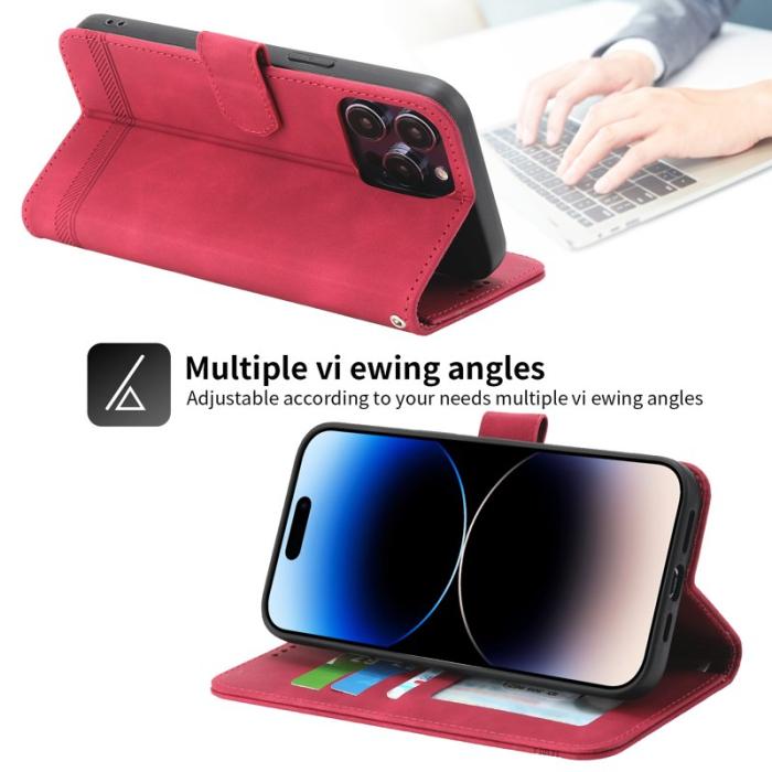 DIERFENG - DIERFENG DF-03 Fodral för iPhone 15 Pro Max Äkta läder - Röd