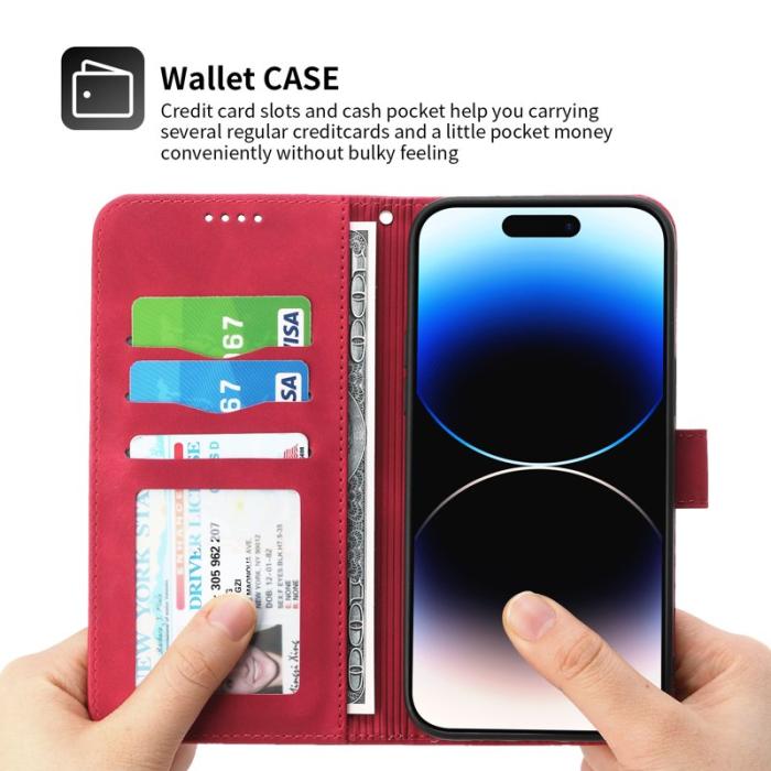 DIERFENG - DIERFENG DF-03 Fodral för iPhone 15 Pro Max Äkta läder - Röd