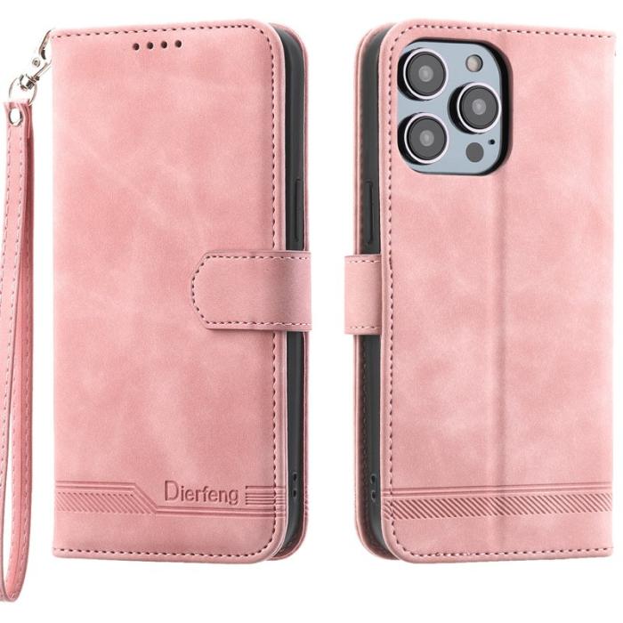 DIERFENG - DIERFENG DF-03 Fodral för iPhone 15 Pro Max Äkta läder - Rosa