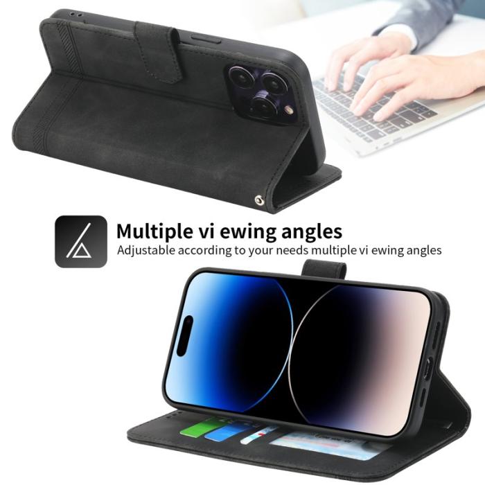 DIERFENG - DIERFENG DF-03 Fodral för iPhone 15 Pro Max Äkta läder - Svart