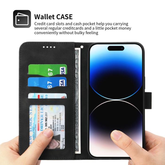 DIERFENG - DIERFENG DF-03 Fodral för iPhone 15 Pro Max Äkta läder - Svart