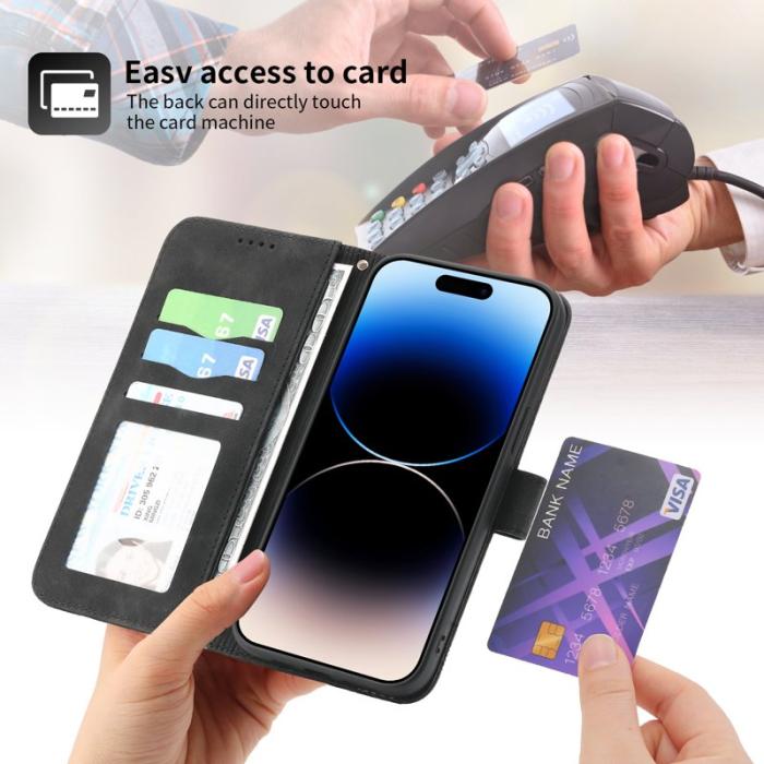 DIERFENG - DIERFENG DF-03 Fodral för iPhone 15 Pro Max Äkta läder - Svart