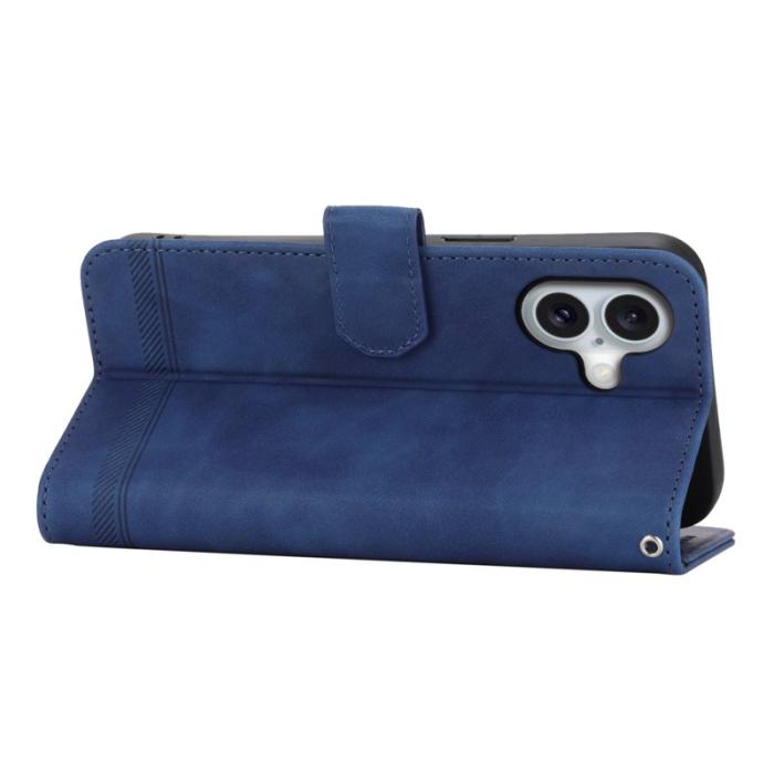 DIERFENG - DIERFENG DF-03 Fodral för iPhone 16 Äkta läder - Blå