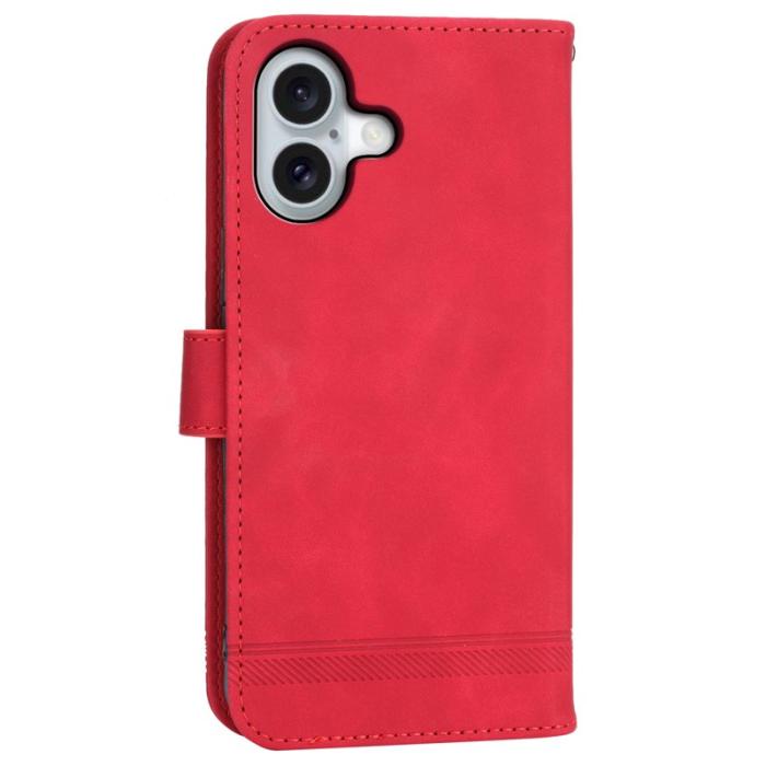 DIERFENG - DIERFENG DF-03 Fodral för iPhone 16 Äkta läder - Röd