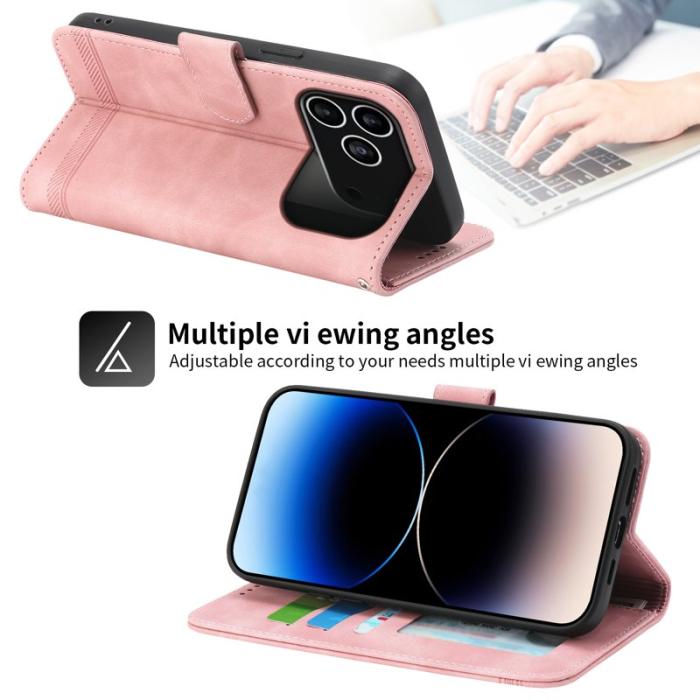 DIERFENG - DIERFENG DF-03 Fodral för iPhone 17 Pro Äkta läder - Rosa