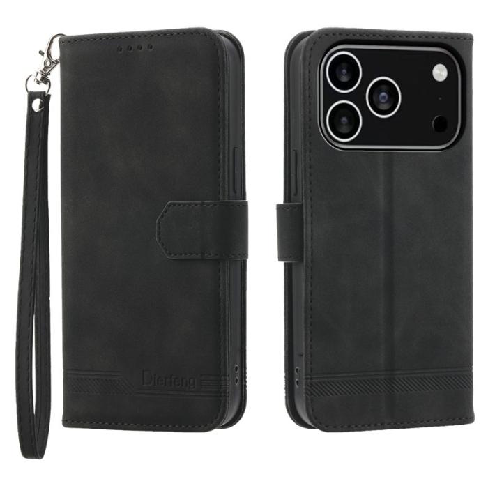 DIERFENG - DIERFENG DF-03 Fodral för iPhone 17 Pro - Äkta läder - Svart