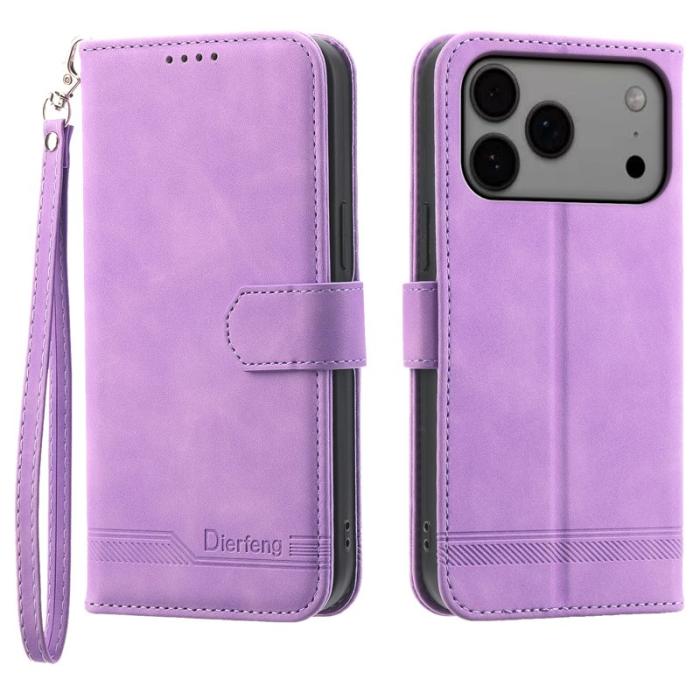 DIERFENG - DIERFENG DF-03 Fodral för iPhone 17 Pro Max Äkta läder - Lila