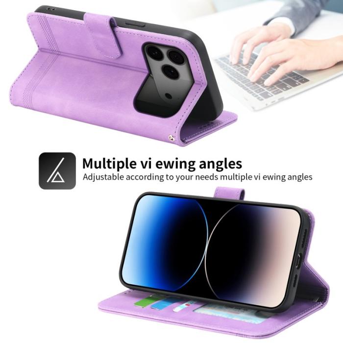 DIERFENG - DIERFENG DF-03 Fodral för iPhone 17 Pro Max Äkta läder - Lila