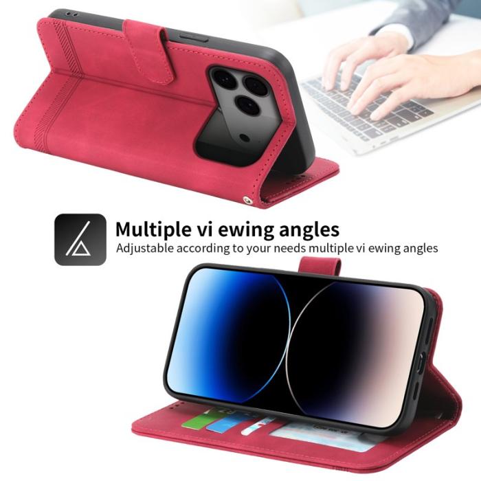 DIERFENG - DIERFENG DF-03 Fodral för iPhone 17 Pro Max Äkta läder - Röd
