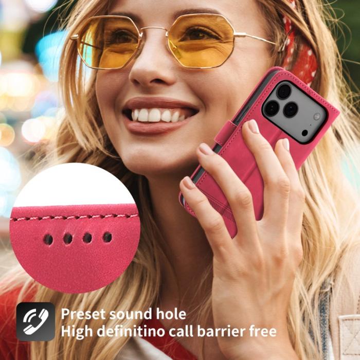 DIERFENG - DIERFENG DF-03 Fodral för iPhone 17 Pro Max Äkta läder - Röd