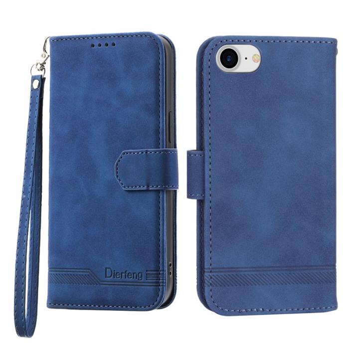 DIERFENG - DIERFENG DF-03 Fodral för iPhone 7/8/SE 2020/2022 - Äkta läder - Blå