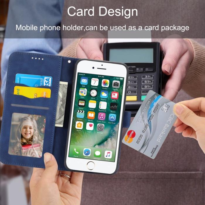 DIERFENG - DIERFENG DF-03 Fodral för iPhone 7/8/SE 2020/2022 - Äkta läder - Blå