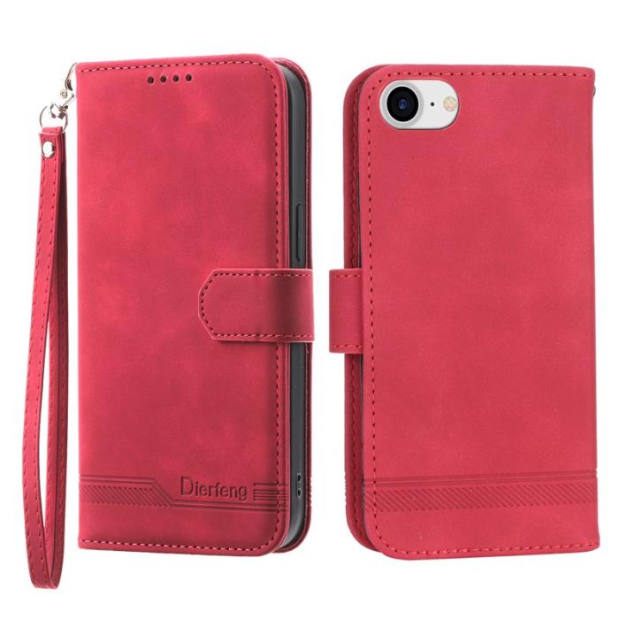 DIERFENG - DIERFENG DF-03 Fodral för iPhone 7/8/SE (2020/2022) - Äkta läder - Röd
