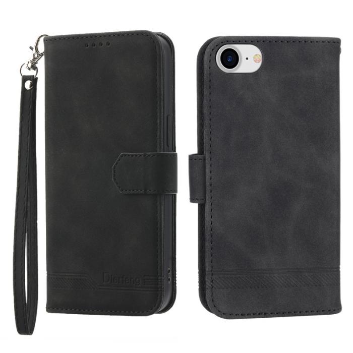 DIERFENG - DIERFENG DF-03 Fodral för iPhone 7/8/SE (2020/2022) - Äkta läder - Svart