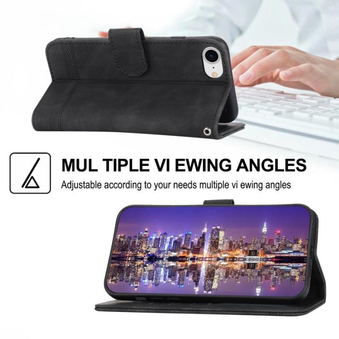 DIERFENG - DIERFENG DF-03 Fodral för iPhone 7/8/SE (2020/2022) - Äkta läder - Svart