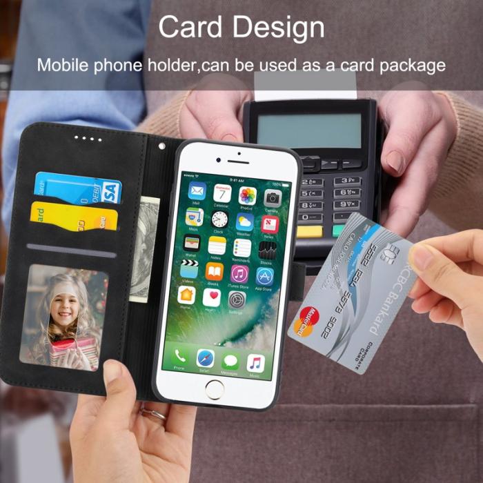 DIERFENG - DIERFENG DF-03 Fodral för iPhone 7/8/SE (2020/2022) - Äkta läder - Svart