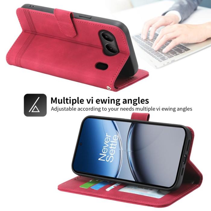 DIERFENG - DIERFENG DF-03 Fodral för OnePlus Nord 4 Äkta läder - Röd