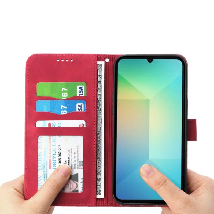 DIERFENG - DIERFENG DF-03 Fodral för Samsung Galaxy A06 4G Äkta läder - Röd