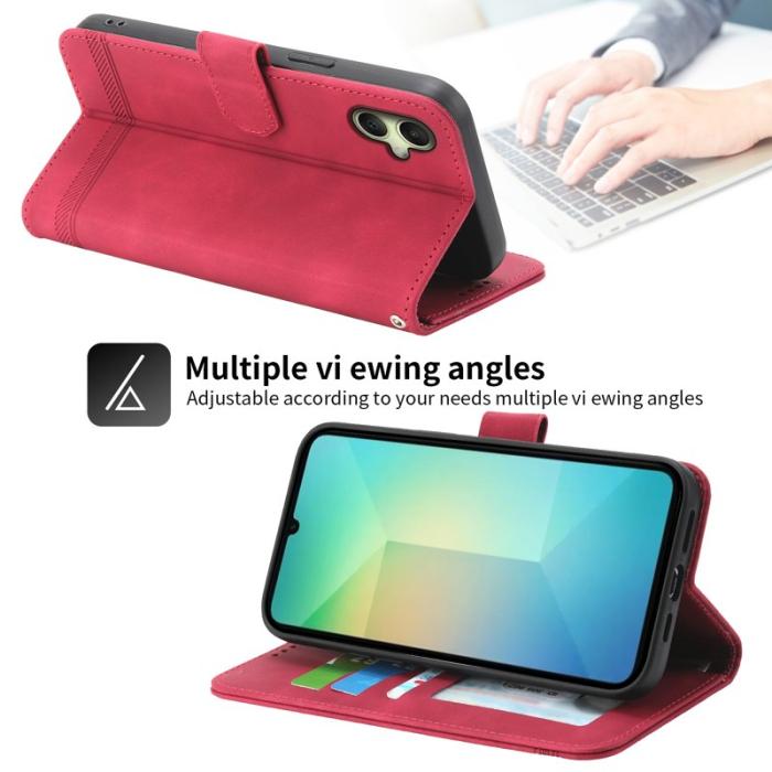 DIERFENG - DIERFENG DF-03 Fodral för Samsung Galaxy A06 4G Äkta läder - Röd