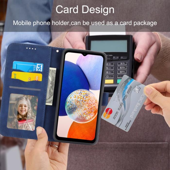 DIERFENG - DIERFENG DF-03 Fodral för Samsung Galaxy A14 5G - PU Läder - Blå