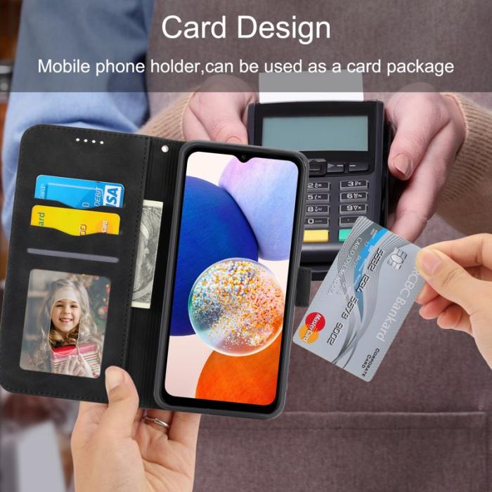 DIERFENG - DIERFENG DF-03 Fodral för Samsung Galaxy A14 5G - PU Läder - Svart