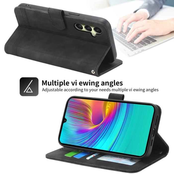 DIERFENG - DIERFENG DF-03 Fodral för Samsung Galaxy A16 5G Äkta läder - Svart