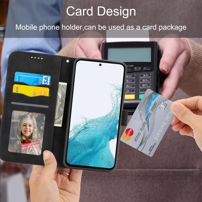 DIERFENG - DIERFENG DF-03 Fodral för Samsung Galaxy A54 5G - Äkta läder - Svart