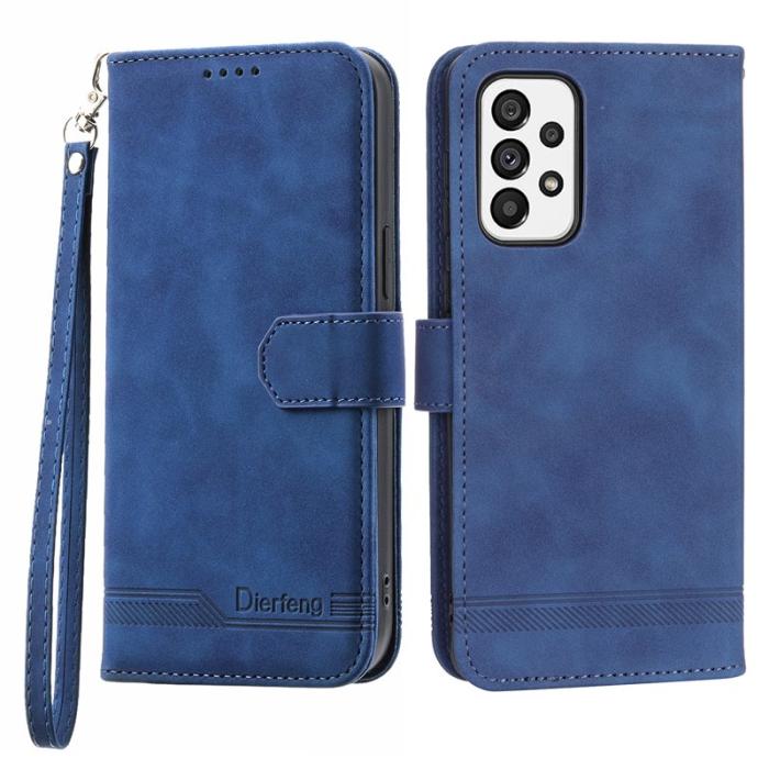 DIERFENG - DIERFENG DF-03 Fodral för Samsung Galaxy A73 5G - Äkta läder - Blå