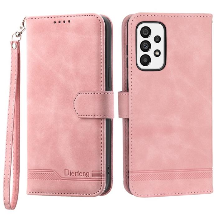 DIERFENG - DIERFENG DF-03 Fodral för Samsung Galaxy A73 5G - Äkta läder - Rosa